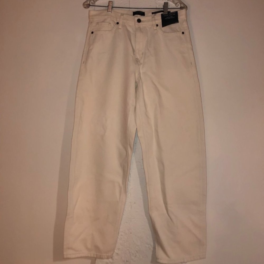 NWT Banana Republic High-Rise Barrel Taper Ecru Sz 28